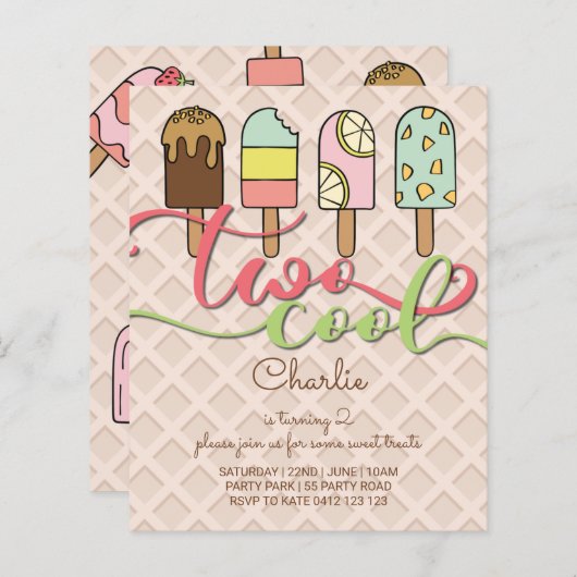 BUDGET 2 Cool Popsiday Birthday Invitation (Voorkant / Achterkant)