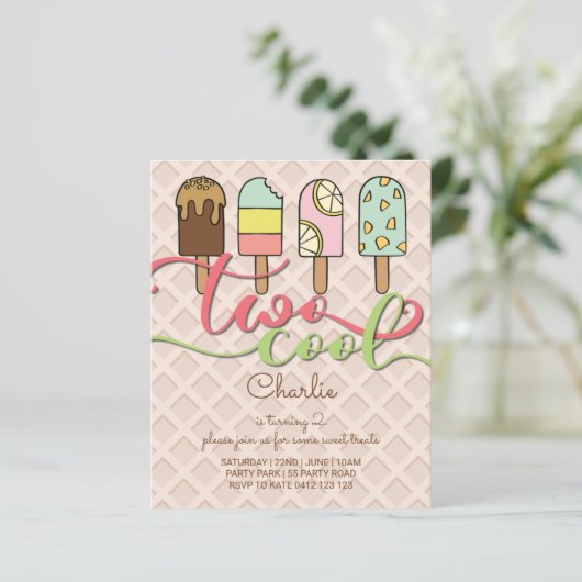 BUDGET 2 Cool Popsiday Birthday Invitation (Staand voorkant)