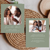 Budget 2-Foto Boho Arch Sage Green Save the Date