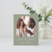Budget 2-Foto Boho Arch Sage Green Save the Date (Staand voorkant)