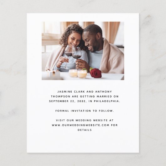 Budget 2-Foto Boho Boog Zwart Wit Save the Date (Achterkant)