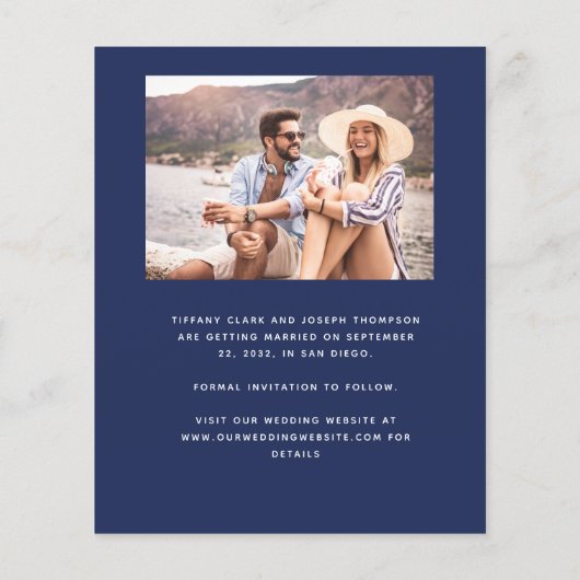 Budget 2-Foto Boog Marine Blauw Save the Date (Achterkant)