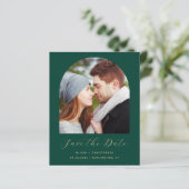 Budget 2-Foto Boog Smaragdgroen Save the Date (Staand voorkant)