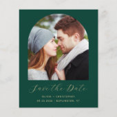 Budget 2-Foto Boog Smaragdgroen Save the Date (Voorkant)