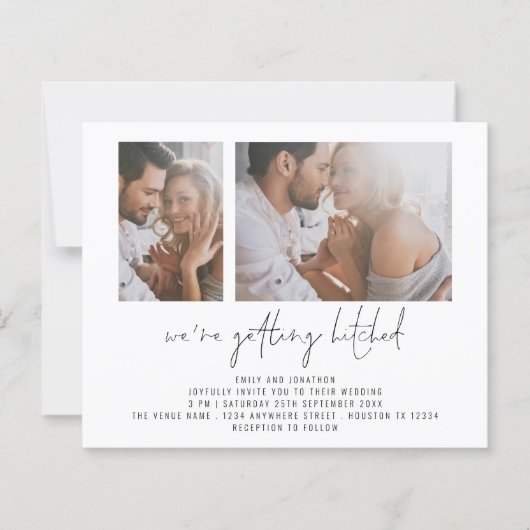 Budget 2 Foto die gehitte bruiloft uitnodigt (Voorkant)