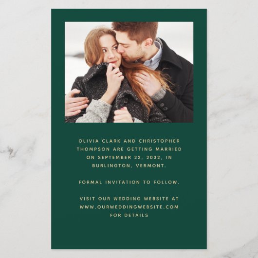 Budget 2-Foto Emerald Gold Save the Date (Achterkant)