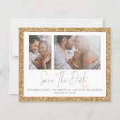 Budget 2 Foto Gold Glitter Wedding Save the Date (Voorkant)