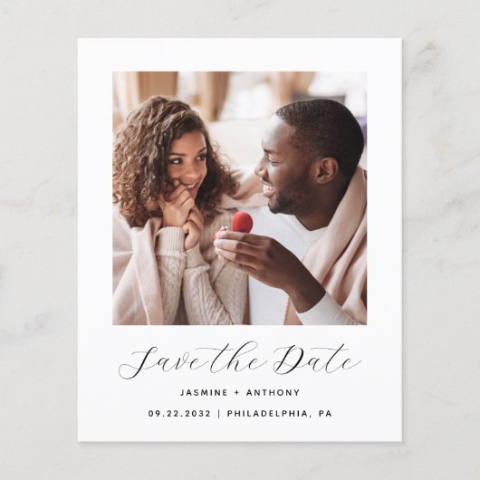 Budget 2-Foto Minimal Zwart Wit Save the Date (Voorkant)