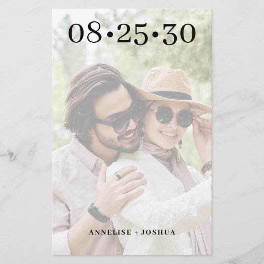 Budget 2 foto moderne casual bruiloft save the dat flyer (Voorkant)