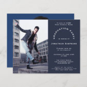 Budget 2 Foto Navy Afstudeerfeest Uitnodiging (Voorkant / Achterkant)