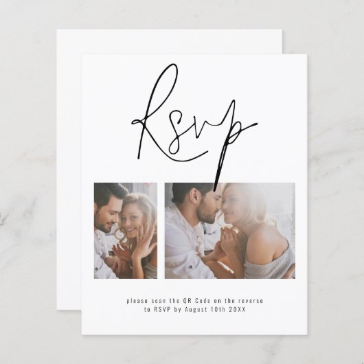 Budget 2 Foto QR Code Online Weddenschap RSVP Enc (Voorkant / Achterkant)