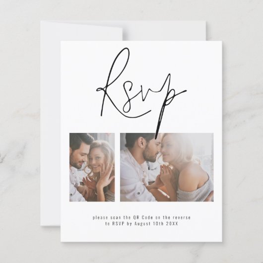 Budget 2 Foto QR Code Online Weddenschap RSVP Enc (Voorkant)