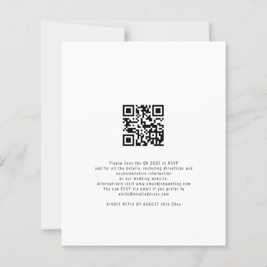 Budget 2 Foto QR Code Romantic Wedding Invite (Achterkant)