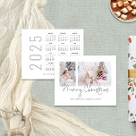 Budget 2 foto's 2025 Kalender Vrolijk Kerstfeest<br><div class="desc">Budget Modern 2 foto's Family Script 2025 Kalender Vrolijk Kerstfeest. Een budget prijs kleiner 4, 5 x 5, 6 "alternatief op 110 lbs, vergelijkbaar in dikte aan een briefkaart. Er is er één per blad. Vervang eenvoudig de twee voorbeeldfoto's door uw eigen en personaliseer met uw begroeting en namen onderaan....</div>