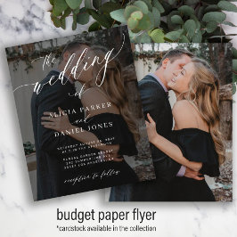 Budget 2 foto's elegante script trouwuitnodiging flyer