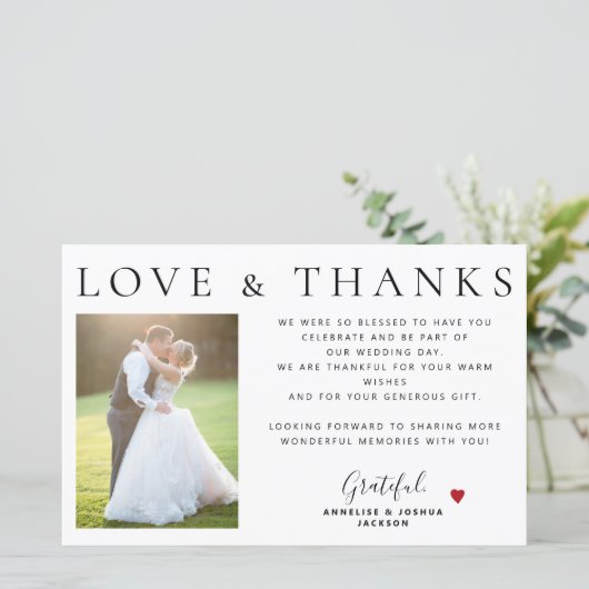 Budget 2 foto's liefde en bedankt bruiloft bedankt (Staand voorkant)