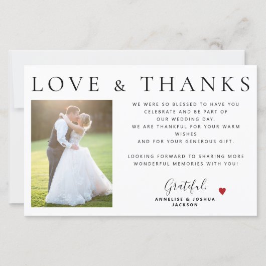 Budget 2 foto's liefde en bedankt bruiloft bedankt (Voorkant)