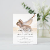 Budget 2 foto's Overlay Boho bruiloft uitnodiging (Staand voorkant)