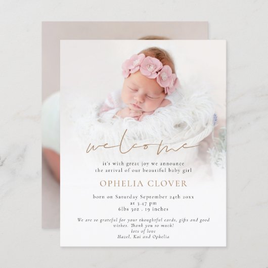 Budget 2 foto's Overlay Gold Welkom Geboorte (Voorkant / Achterkant)