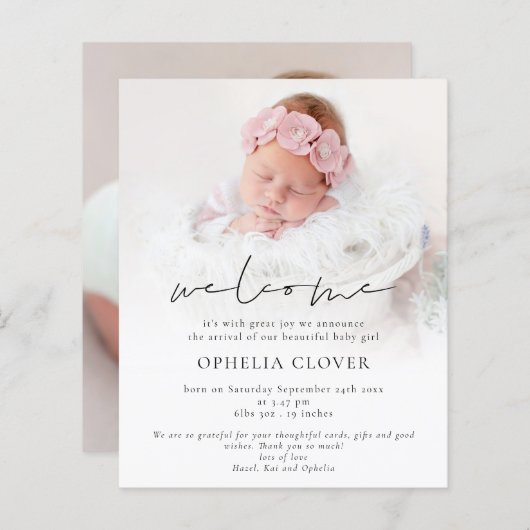 Budget 2 foto's Overlay Gold Welkom Geboorte (Voorkant / Achterkant)