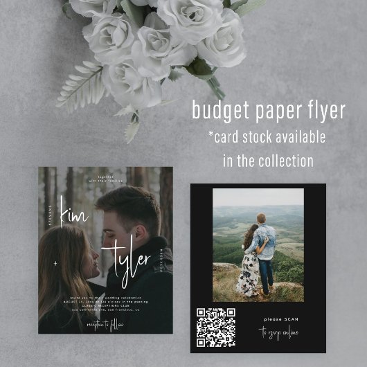 Budget 2 foto's QR CODE script bruiloft uitnodigin Flyer
