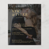 Budget 2 foto's QR gouden zwarte bruiloft uitnodig Flyer (Voorkant)