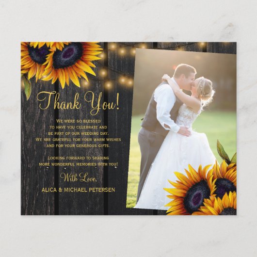 Budget 2 foto's Rustige bruiloft bedankt kaart (Voorkant)