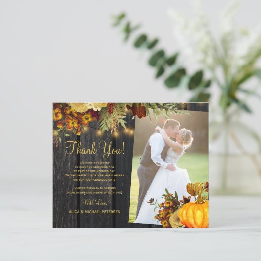 Budget 2 foto's Rustige herfst bruiloft bedankt (Staand voorkant)