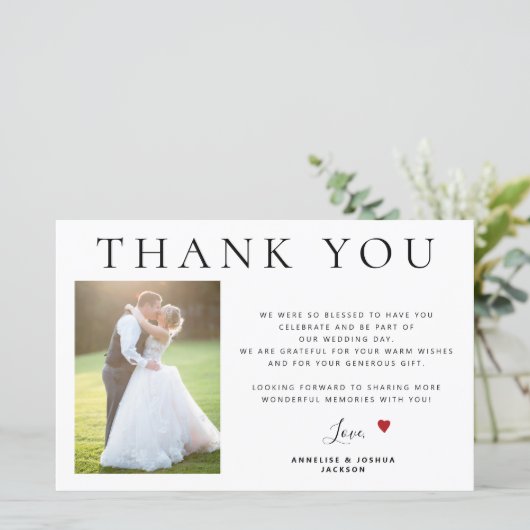 Budget 2 foto's simpele moderne bruiloft bedankt (Staand voorkant)