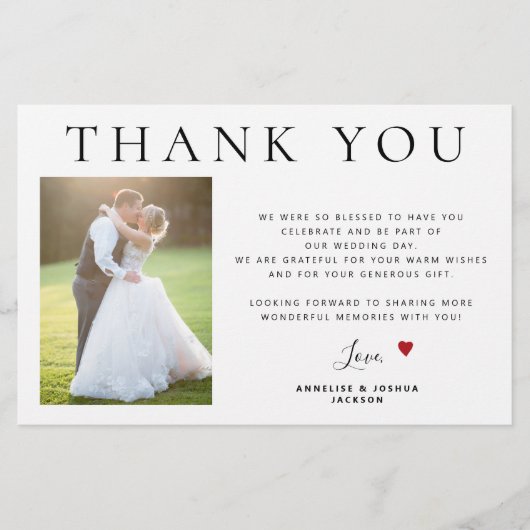 Budget 2 foto's simpele moderne bruiloft bedankt flyer (Voorkant)