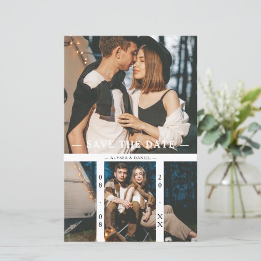 Budget 2 Photos Chic Collage Wedding Minimalist (Staand voorkant)
