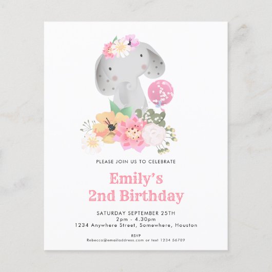 Budget 2e verjaardag van de uitnodiging van de par (Voorkant)