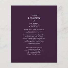 BUDGET 2in1 Twee-talige Trouw Uitnodiging Pruim Pa Flyer