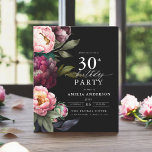 Budget 30e verjaardag Moody Bloemen Uitnodiging<br><div class="desc">Vier uw mijlpaal met een moderne humeurige uitnodiging voor de 30e verjaardag met rijke bordeauxrode en blozende bloemen. Dit elegante ontwerp combineert diepe, dramatische tinten met zachte, romantische accenten, perfect voor het instellen van een verfijnde maar uitnodigende sfeer. Het opvallende bloemstuk voegt een vleugje luxe toe, terwijl de hedendaagse lay-out...</div>