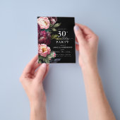 Budget 30e verjaardag Moody Bloemen Uitnodiging Flyer (Hand)