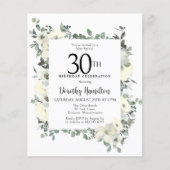 Budget 30e Verjaardag Witte Bloemen Uitnodiging (Voorkant)