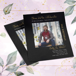 Budget 30th Birthday Black Invitation Flyer