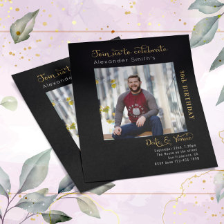 Budget 30th Birthday Black Invitation Flyer