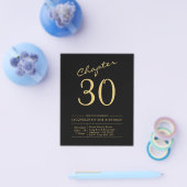 Budget 30th Birthday Invitation Black Gold Flyer (Enkel)