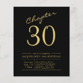 Budget 30th Birthday Invitation Black Gold Flyer (Voorkant)