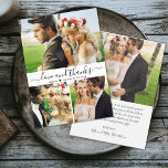 Budget 3 Bigoudinnen voor foto's Dank u script Flyer<br><div class="desc">Budget, Minimalistische Elegant Modern "Liefde en bedankt" Script 3 Fotocollage Bruiloft Dank u gepersonaliseerde goedkope low budget flyer. Stijlvolle bruiloft dank u papier sjabloon met vier (3) foto op de voorkant en een foto op de achterkant. Met de tekst "Liefde en bedankt" in een wervelende hand geletterde typografie script lettertype...</div>