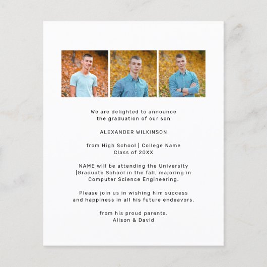 BUDGET 3 Foto Afstuderen BBQ Party Invitation (Achterkant)