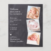 Budget 3 Foto Baby Chalkboard geboorte Dank u (Voorkant)