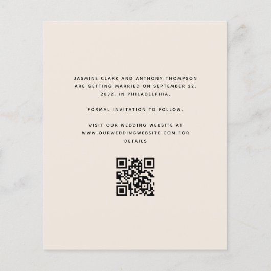 Budget 3-Foto Beige QR-code Save the Date (Achterkant)