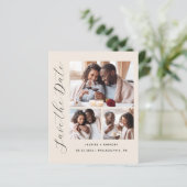 Budget 3-Foto Beige Save the Date (Staand voorkant)