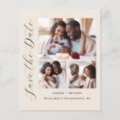 Budget 3-Foto Beige Save the Date (Voorkant)