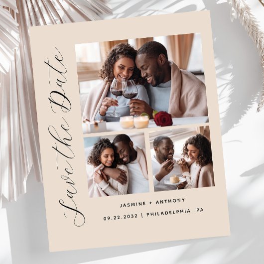 Budget 3-Foto Beige Save the Date