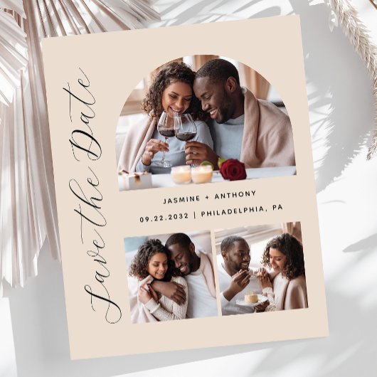 Budget 3-Foto Boog Beige Save the Date