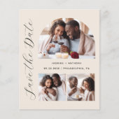 Budget 3-Foto Boog Beige Save the Date (Voorkant)