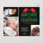 Budget 3 Foto Collage Baby's Eerste Kerstkaart (Voorkant)